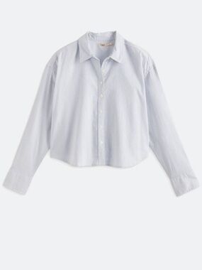 Faherty Stretch Oxford Cotton Button Down Shirt in Light Blue and White Stripe